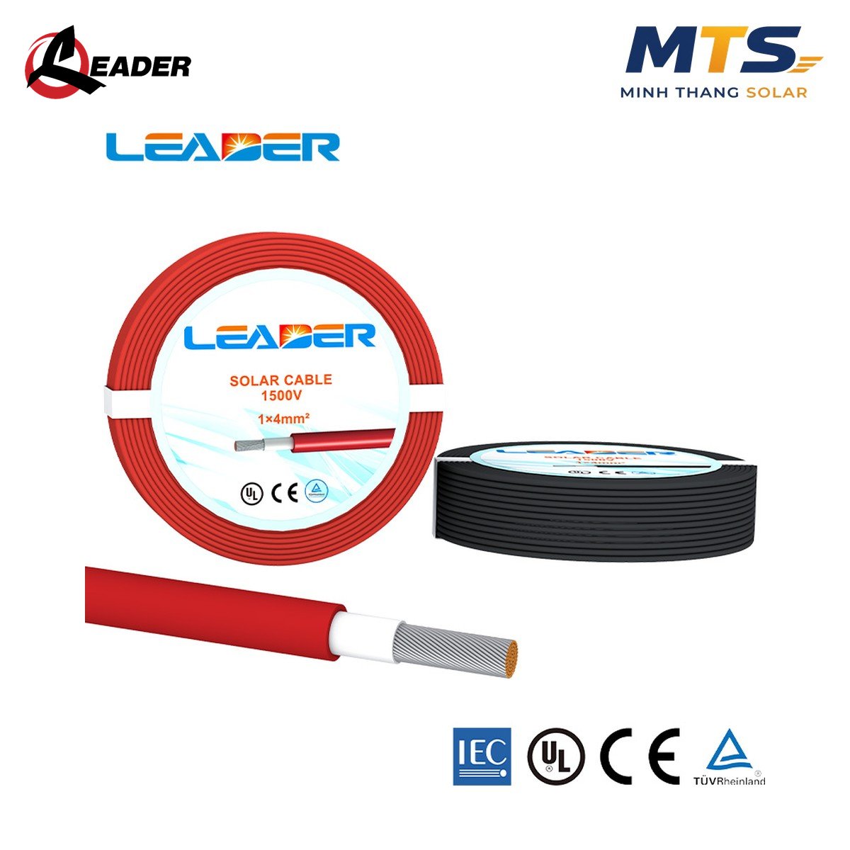 Dây cáp điện DC Leader 4.0mm² năng lượng mặt trời