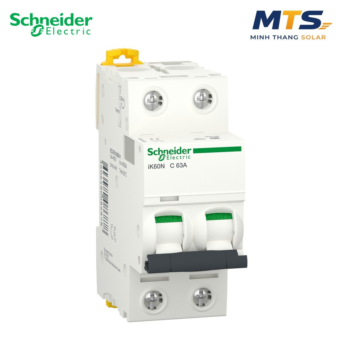 CB Đóng Ngắt AC 1 Pha 2P Schneider 63A – MCB iK60N 6kA