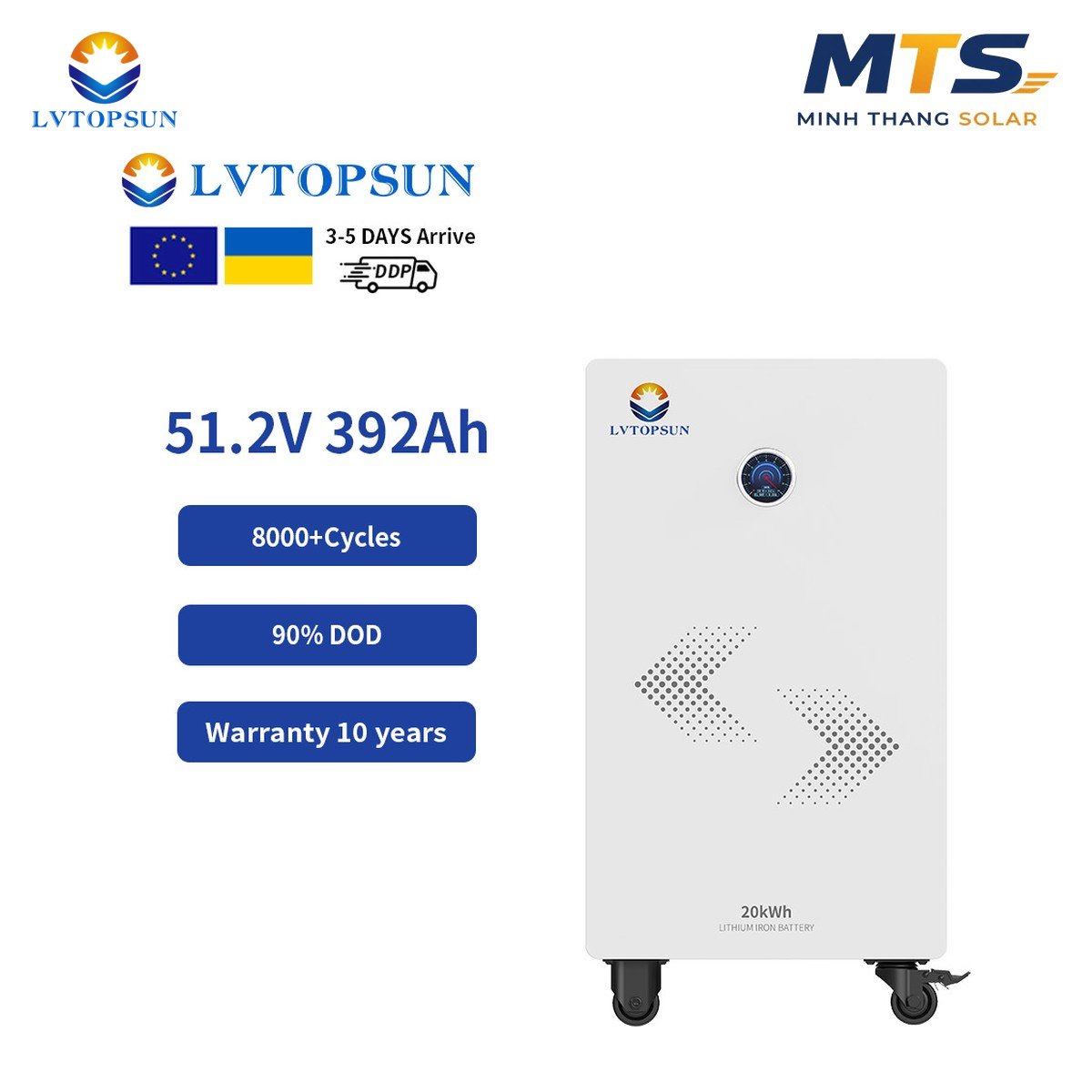 Pin Lưu Trữ Năng Lượng Mặt Trời LV TOPSUN 20kWh 51.2V 392Ah