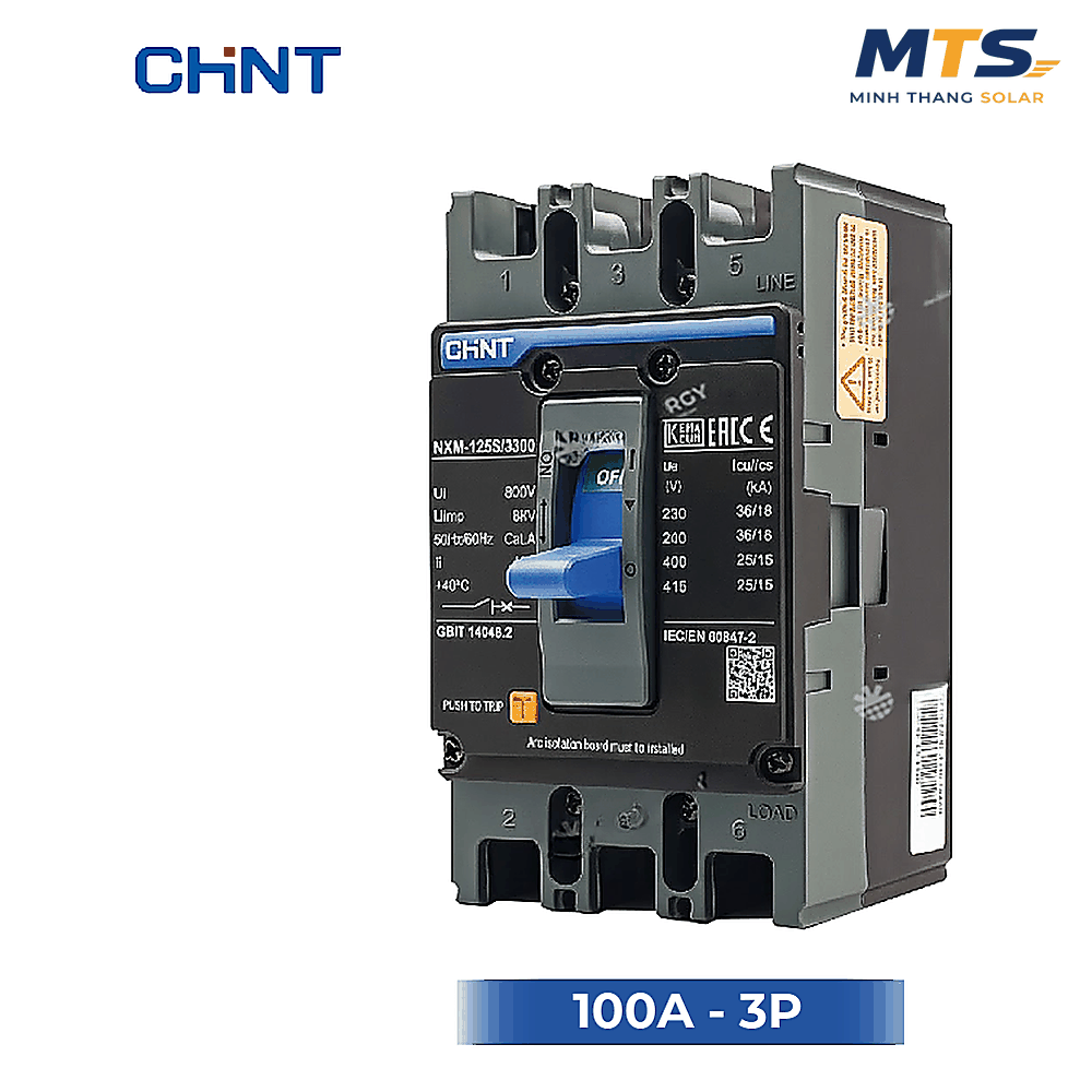 Aptomat MCCB CHINT NXM-125S 100A 3 Pha – 25kA