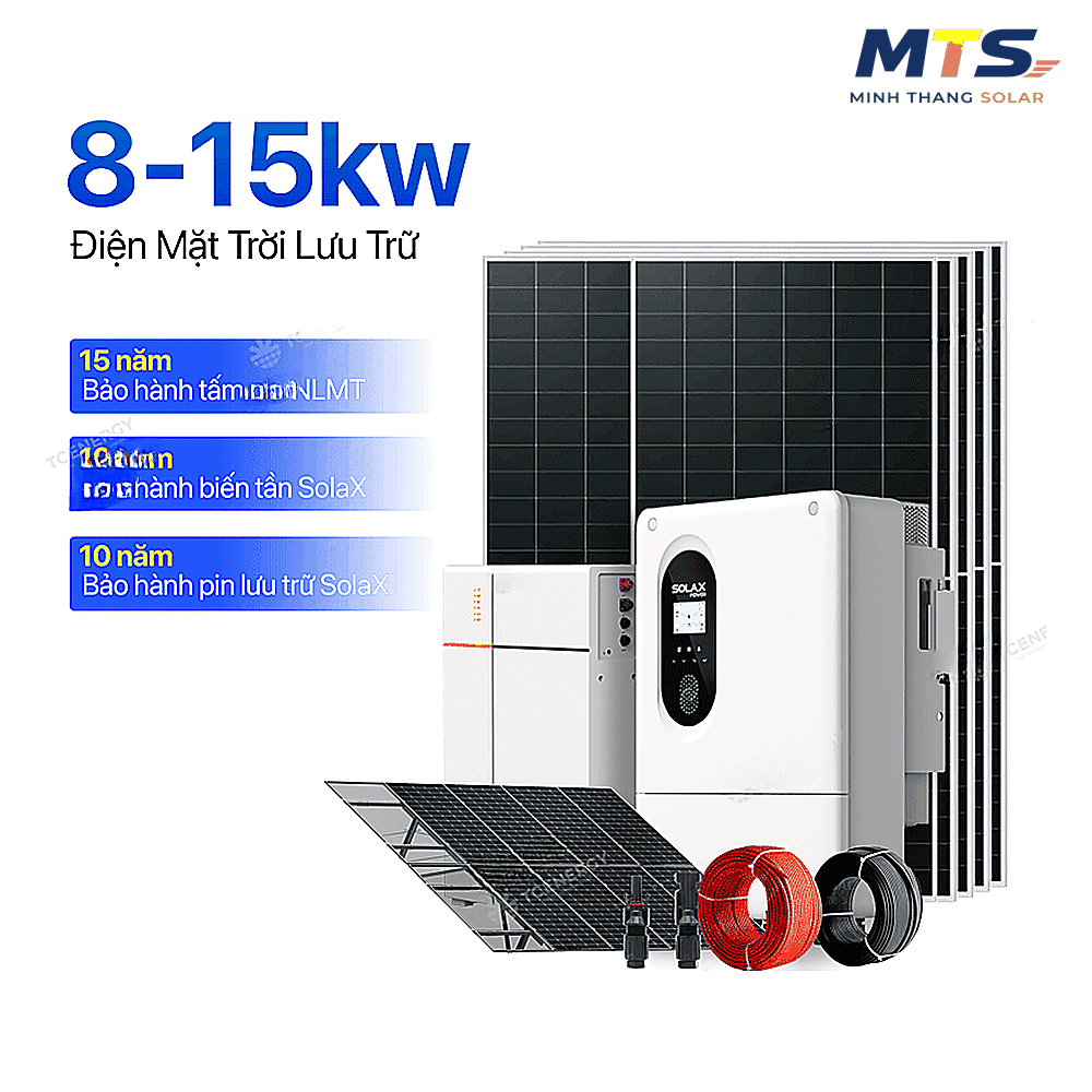 Gói Tự Lắp Điện Mặt Trời 1 Pha Hybrid 8KW – Lưu Trữ 15kwh (BH 10 năm)
