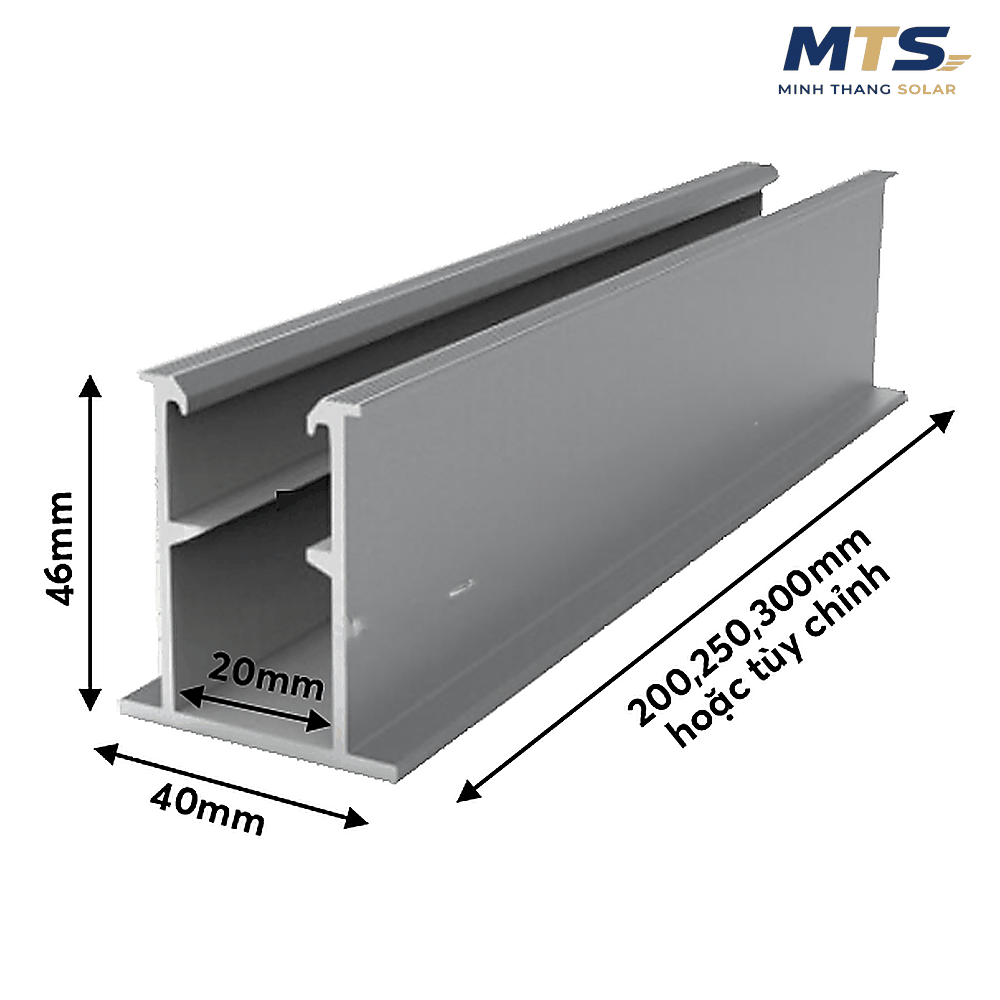 Thanh Mini Rail 20 25 30cm Bát Chữ U Lắp Đặt Solar